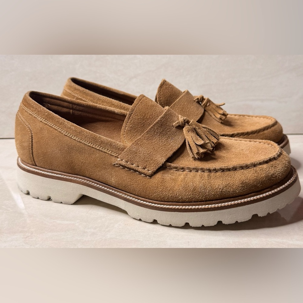 Men's Tan Suede Loafers with Tassels